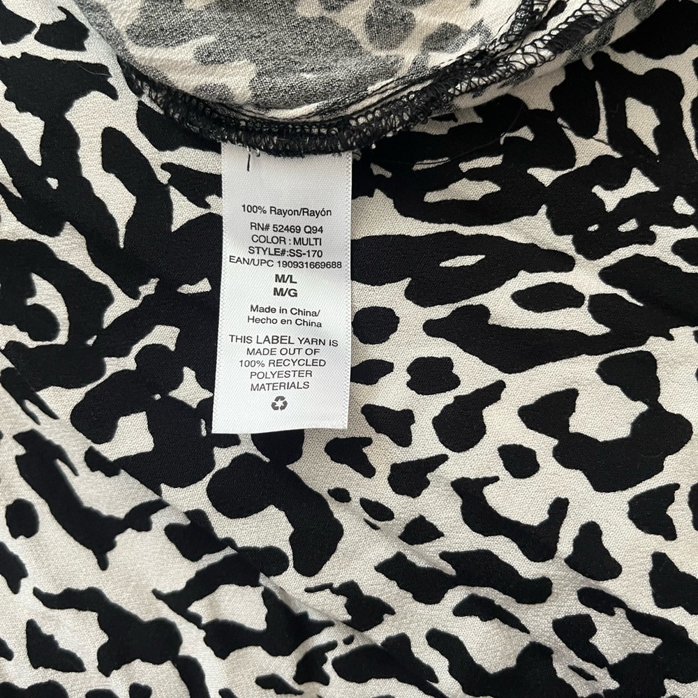 Scoop Black and White Animal Print One Size Lightweight Kimono, Women’s Sz M/L - Picture 16 of 16